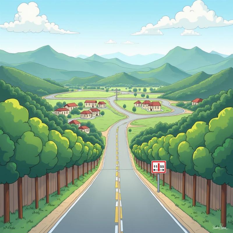 Đường đi đến Thung Ổi Thạch Bích Ninh Bình từ trung tâm thành phố, đi qua quốc lộ và đường làng.