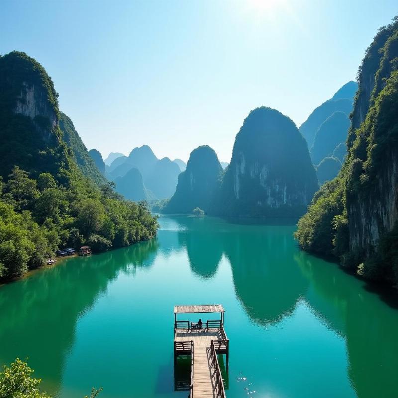 Tuyệt Tình Cốc Ninh Bình hồ nước xanh trong vắt được bao bọc bởi núi đá vôi hùng vĩ