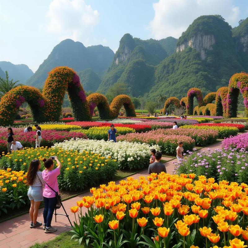 Vườn hoa rực rỡ sắc màu tại Tuyệt Tình Cốc Ninh Bình, địa điểm check-in sống ảo được yêu thích